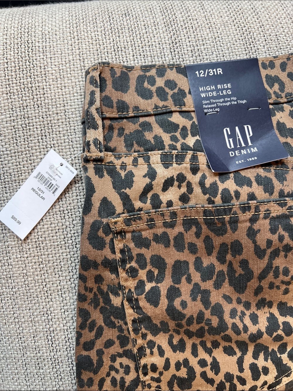 GAP Leopard Print Brown Wide-Leg Jeans - Picture 2 of 3